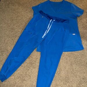 Blue Scrub Set with Jogger Pants